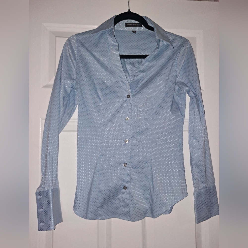 Express Light Blue Polka Dot Shirt